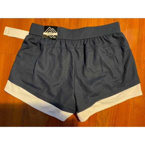 Zelos Athletic Shorts Navy Blue White Mesh Trim Stretch Elastic Waist XS NWTs - Picture 2 of 5